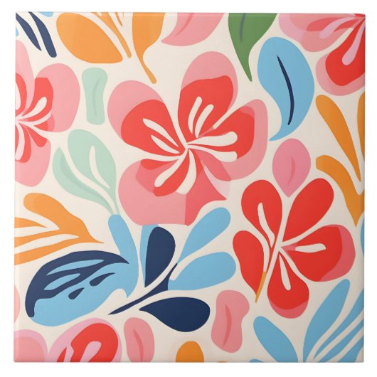 Matisse geïnspireerde bloemen tegeltje (Voorkant)