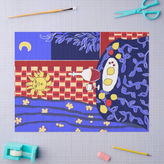 Matisse geïnspireerde Blue Night still-wine Tissuepapier (Craft)