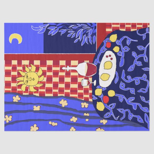 Matisse geïnspireerde Blue Night still-wine Tissuepapier (Voorkant)