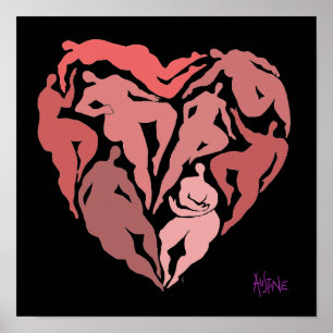 Matisse geïnspireerde cijfers in hartvorm poster