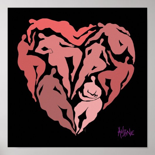 Matisse geïnspireerde cijfers in hartvorm poster (Voorkant)