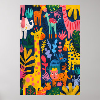 Matisse Geïnspireerde Jungle Dier Kunstprint Kinde Poster