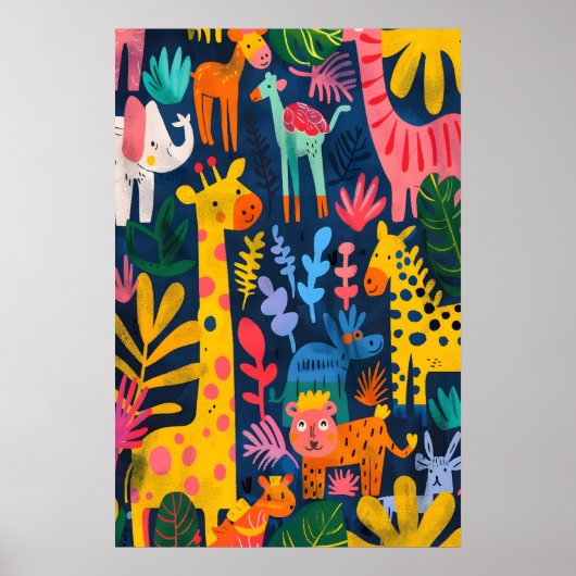 Matisse Geïnspireerde Jungle Dier Kunstprint Kinde Poster (Voorkant)