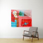 Matisse geïnspireerde rode kamer met Sinaasappels Wandkleed (In Situ (horizontaal))