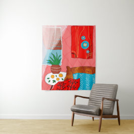 Matisse geïnspireerde rode kamer met Sinaasappels Wandkleed