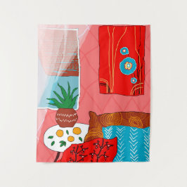 Matisse geïnspireerde rode kamer met Sinaasappels  Wandkleed