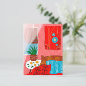 Matisse geïnspireerde rode ruimte met Kussens Oran Briefkaart (Staand voorkant)