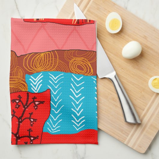 Matisse geïnspireerde rode ruimte met Kussens Oran Theedoek (Quarter Fold)