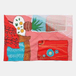 Matisse geïnspireerde rode ruimte met Kussens Oran Theedoek