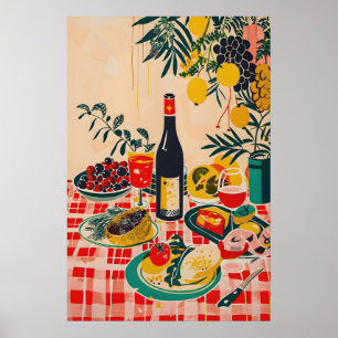 Matisse Geïnspireerde Rode Schaakbord Voedselprint Poster