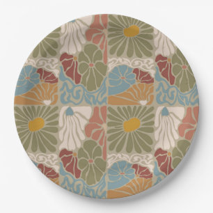 Matisse Groovy bloemmotief Art Nouveau 1970s Boho  Papieren Bordje