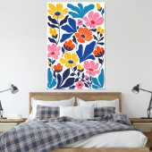 Matisse inspireerde Abstracte hedendaagse bloemen Canvas Afdruk (Insitu (Slaapkamer))