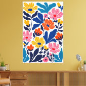 Matisse inspireerde Abstracte hedendaagse bloemen Canvas Afdruk (Insitu (Woonkamer))