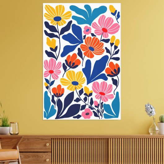 Matisse inspireerde Abstracte hedendaagse bloemen Canvas Afdruk (Insitu (Woonkamer))