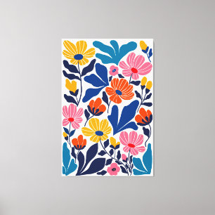 Matisse inspireerde Abstracte hedendaagse bloemen Canvas Afdruk