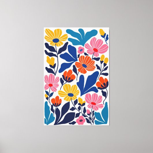 Matisse inspireerde Abstracte hedendaagse bloemen Canvas Afdruk (Voorkant)