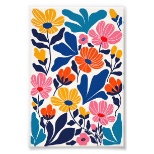 Matisse inspireerde Abstracte hedendaagse bloemen Foto Afdruk