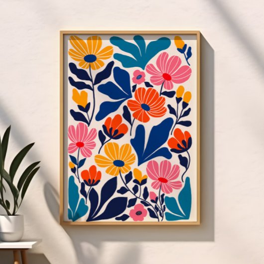 Matisse inspireerde Abstracte hedendaagse bloemen Perfect Poster