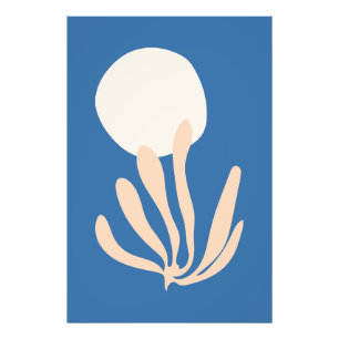 Matisse inspireerde Peach en Blue Leaf Cutout Foto Afdruk