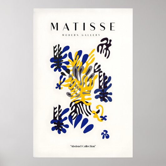 Matisse Kunstprints - Abstract Bloemendek Blauw Ge Poster (Voorkant)