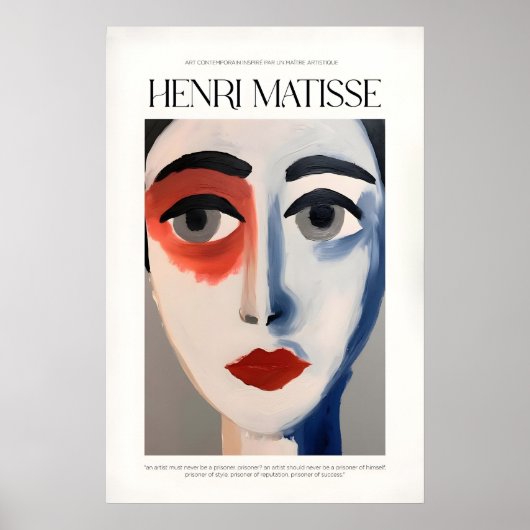 Matisse Kunstprints - Abstract Gezicht Portret Pos Poster (Voorkant)