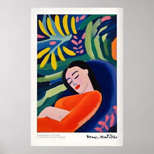 Matisse Kunstprints - Abstracte vrouw in het gebla Poster (Voorkant)