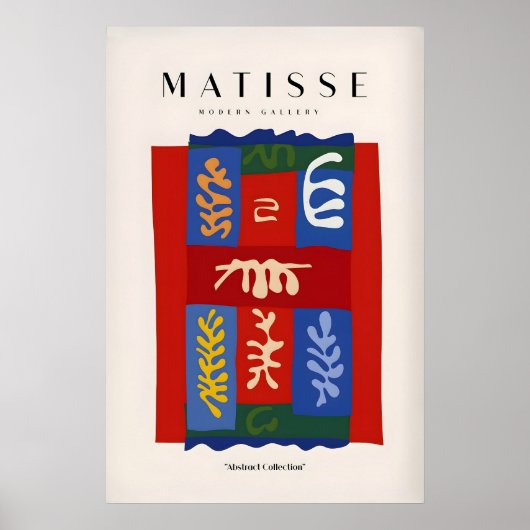 Matisse Kunstprints - Blauwe Abstracte Figuur Geel Poster (Voorkant)