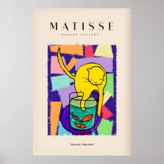 Matisse Kunstprints - Gele Kat met Vissenkom Poster (Voorkant)