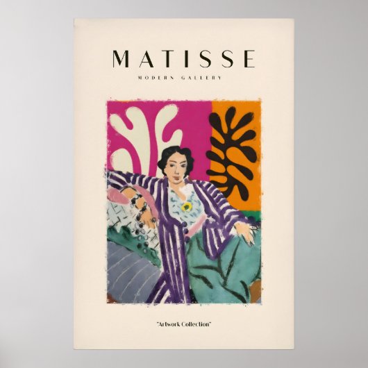 Matisse Kunstprints - Liggende Vrouw Gestreepte Ro Poster (Voorkant)
