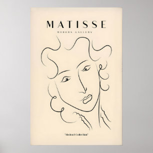 Matisse Kunstprints - Lijnkunst Damesgezicht met Poster
