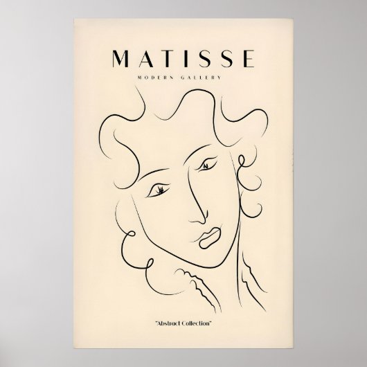 Matisse Kunstprints - Lijnkunst Damesgezicht met Poster (Voorkant)