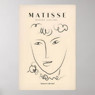 Matisse Kunstprints - Lijnkunst Gezicht Krullend H Poster