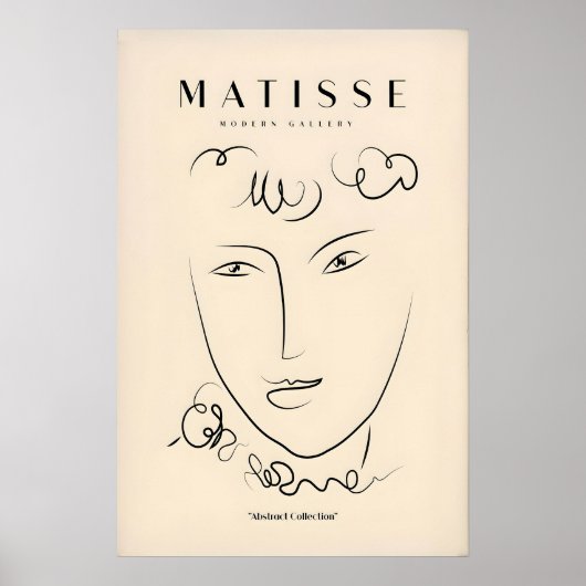 Matisse Kunstprints - Lijnkunst Gezicht Krullend H Poster (Voorkant)