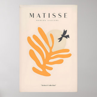 Matisse Kunstprints - Oranje Blad Vogel Silhouet Poster