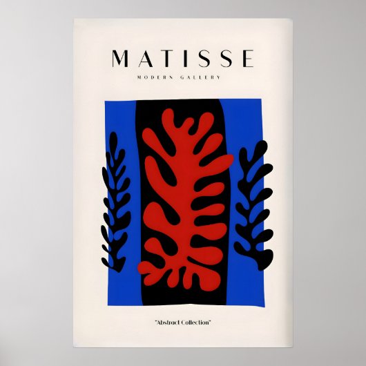 Matisse Kunstprints - Rode Koraal Zwarte Bladeren Poster (Voorkant)