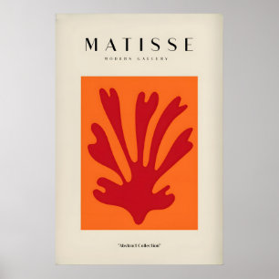 Matisse Kunstprints - Rood Blad Abstract Oranje Poster