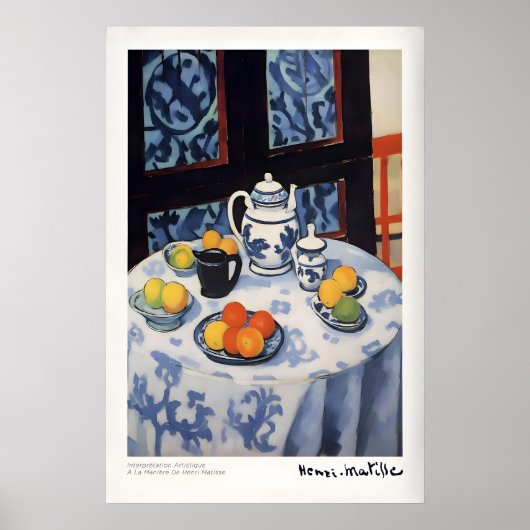 Matisse Kunstprints - Stilleven Blauwe Tafelkleed Poster (Voorkant)