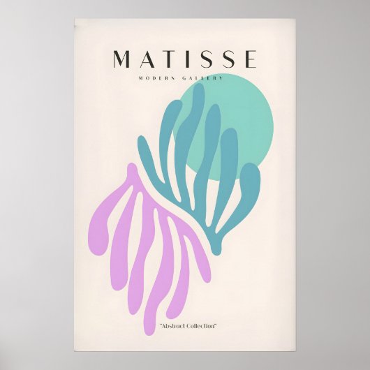 Matisse Kunstprints -Teal Roze Abstracte Bladeren Poster (Voorkant)