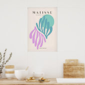 Matisse Kunstprints -Teal Roze Abstracte Bladeren Poster (Keuken)