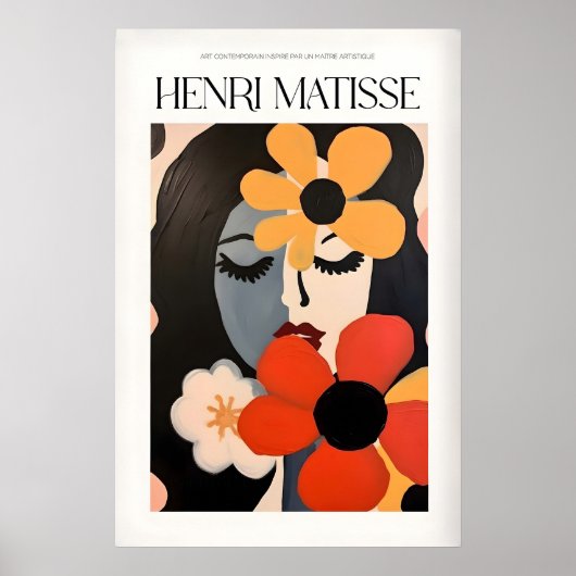 Matisse Kunstprints - Vrouw met Bloemen Abstract Poster (Voorkant)