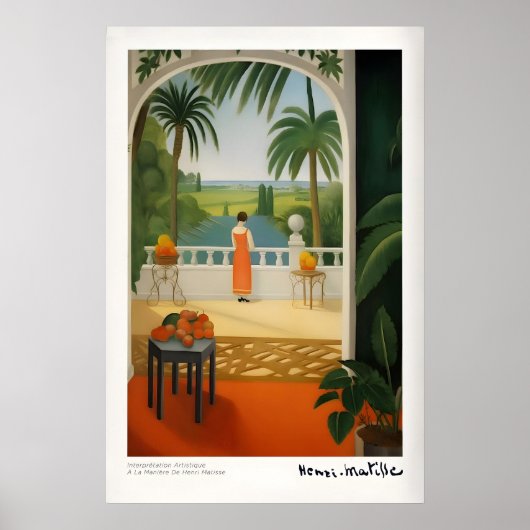 Matisse Kunstprints - Vrouw op Balkon Zeezicht Poster (Voorkant)