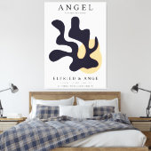 Matisse Leaf Abstract Organic Art Print Navy (Insitu (Slaapkamer))