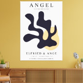 Matisse Leaf Abstract Organic Art Print Navy (Insitu (Woonkamer))