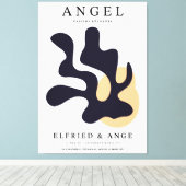 Matisse Leaf Abstract Organic Art Print Navy (Insitu (Houten vloer))