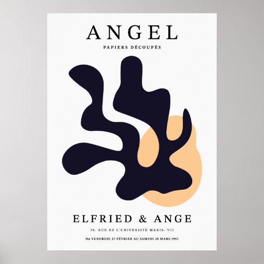 Matisse Leaf Abstract Organic Art Print Navy (Voorkant)