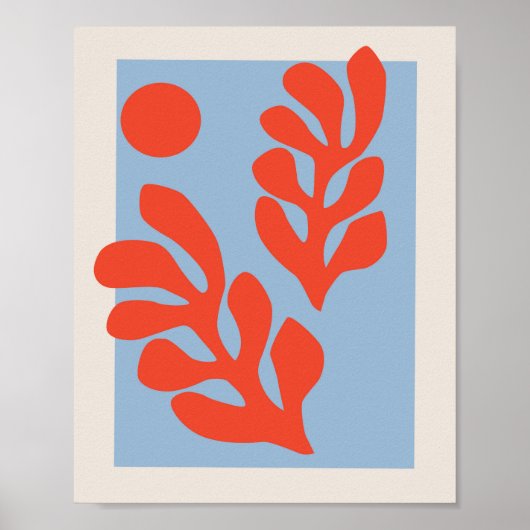 Matisse Leaves Blue & Red Poster (Voorkant)