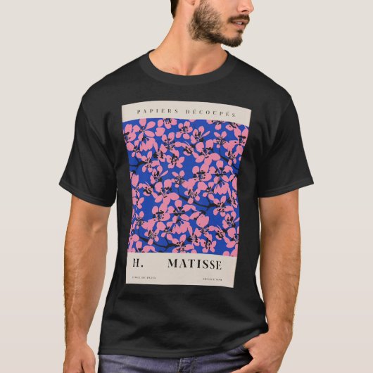 Matisse papiermachines ontkoppelen roze bloem Klas T-shirt (Voorkant)