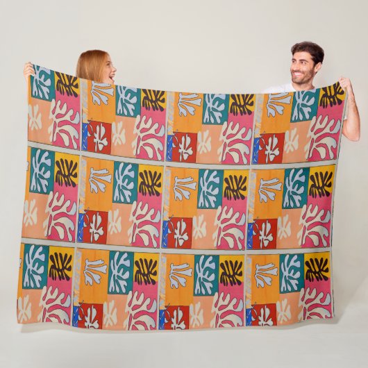Matisse stijl Colorful Shapes Fleece Deken (In situ)