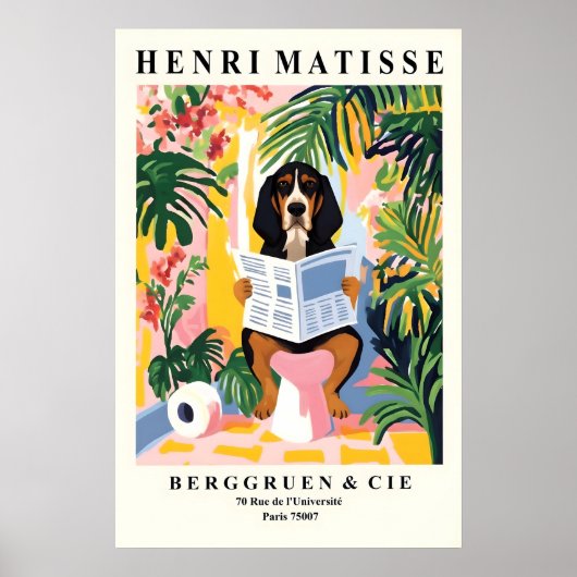Matisse stijl Coonhound print grappige hond op toi (Voorkant)