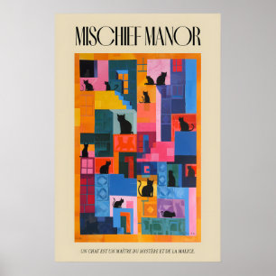 Matisse stijl kat kunstprint kleurrijke geometrisc poster